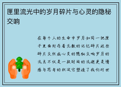 匣里流光中的岁月碎片与心灵的隐秘交响 匣里流光中的岁月碎片与心灵的隐秘交响